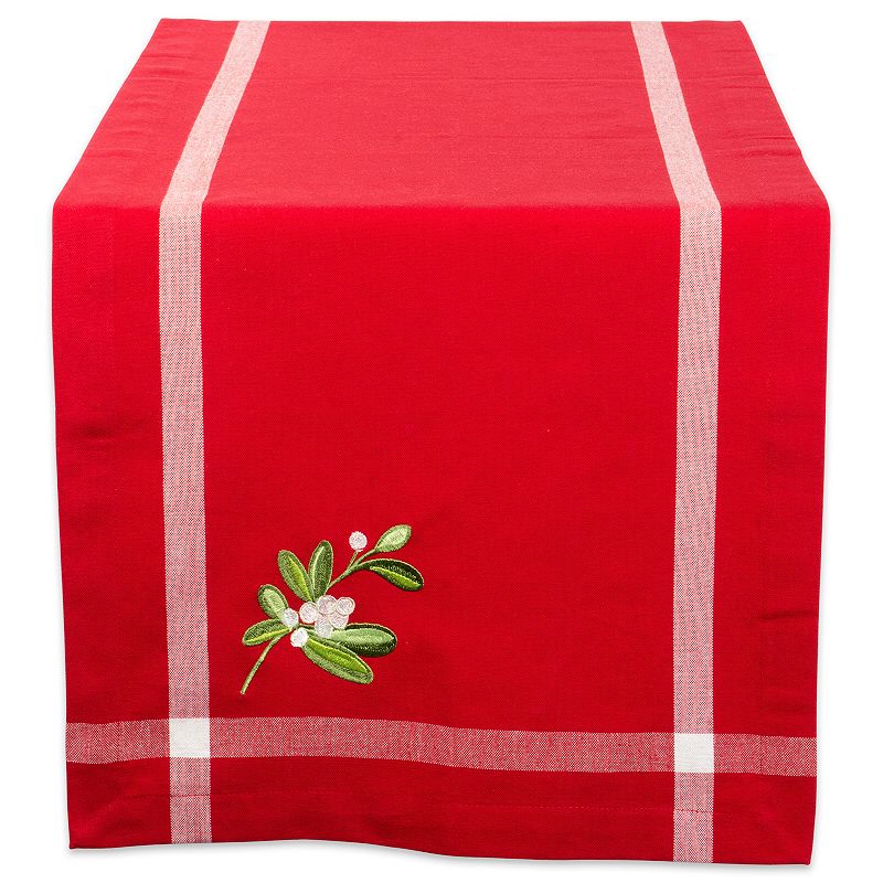 14 x 72 Red and White Embroidered Rectangular Table Runner