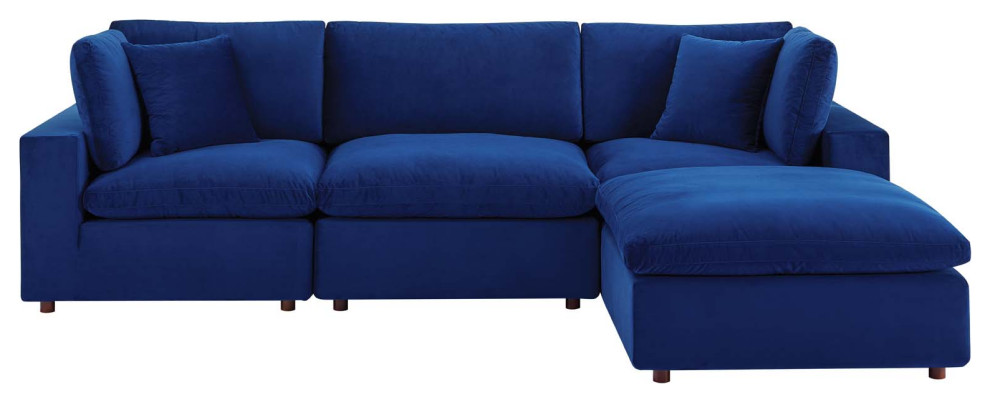 Commix Down Filled Overstuffed Performance Velvet 4 Piece Sectional   Contemporary   Sectional Sofas   by PARMA HOME  Houzz