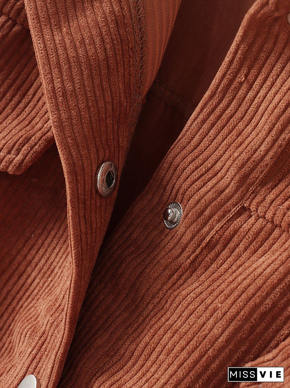 Solid Corduroy Lantern Sleeve Button Front Lapel Jacket