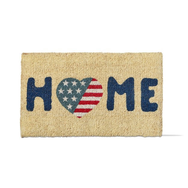 Home Sentiment American Flag Rectangle Indoor And Outdoor Coir Door Welcome Mat Blue On Beige Background