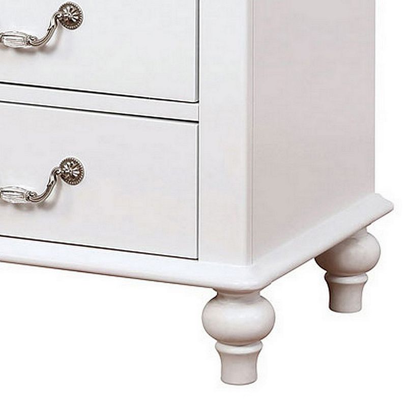 Nightstand with 3 Drawers and Built In USB Port， White