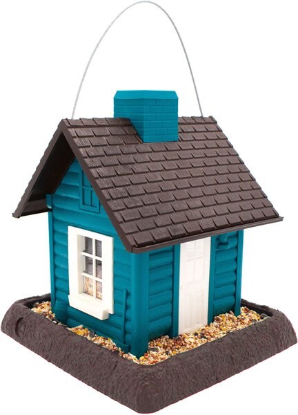 North States Lakeside Cabin Bird Feeder， Teal