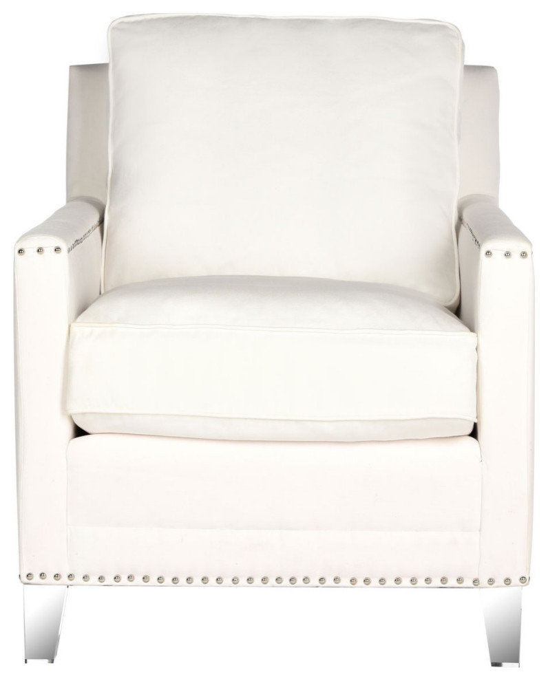 Barry Glam Tufted Acrylic Club Chair With Silver Nail Heads White/Clear   Contemporary   Armchairs And Accent Chairs   by Rustic Home Furniture Deco  Houzz