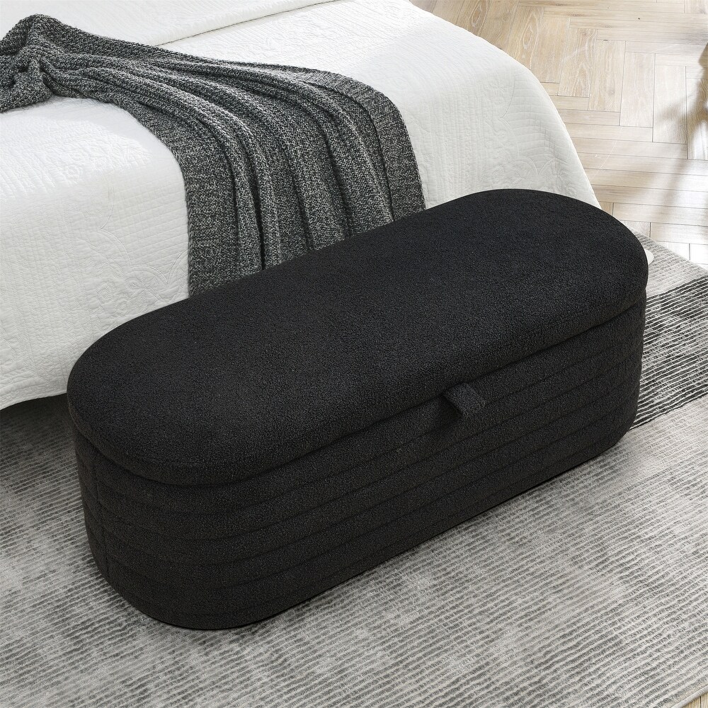 Storage Ottoman Bench Upholstered Fabric Storage Bench