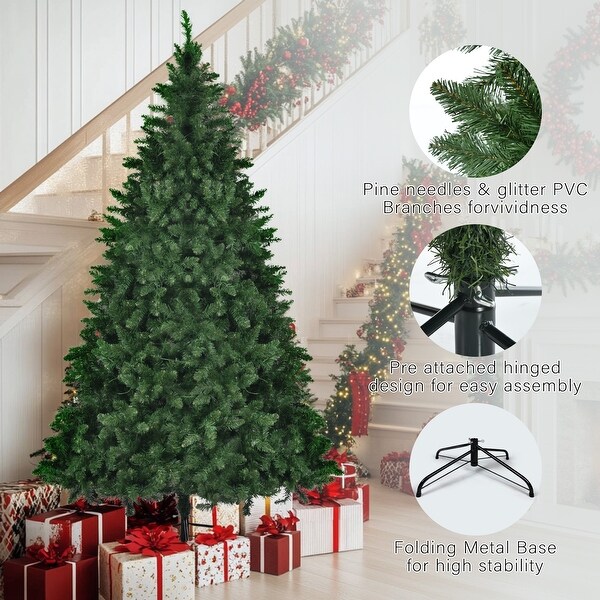 PreLit Artificial Christmas Tree Set with Warm Lights (4FT，6FT，8FT)