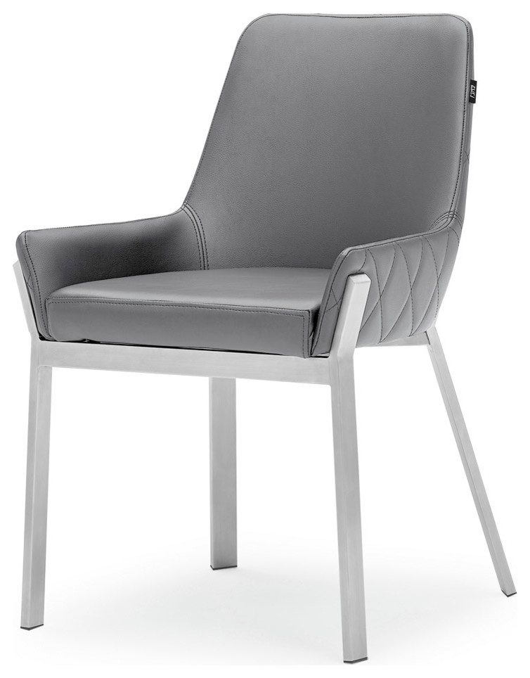 Sydney Leatherette Dining Chair With Brushed Stainless Steel Legs   Contemporary   Dining Chairs   by Zuri Furniture  Houzz