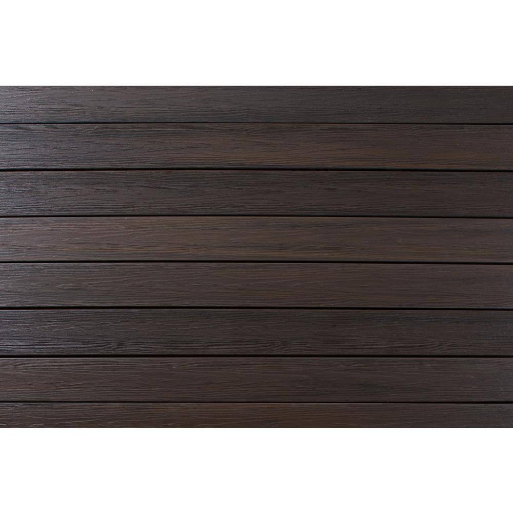 FORTRESS Infinity IS 5.35 in. x 6 in. Grooved Tiger Cove Brown Composite Deck Board Sample 194106101