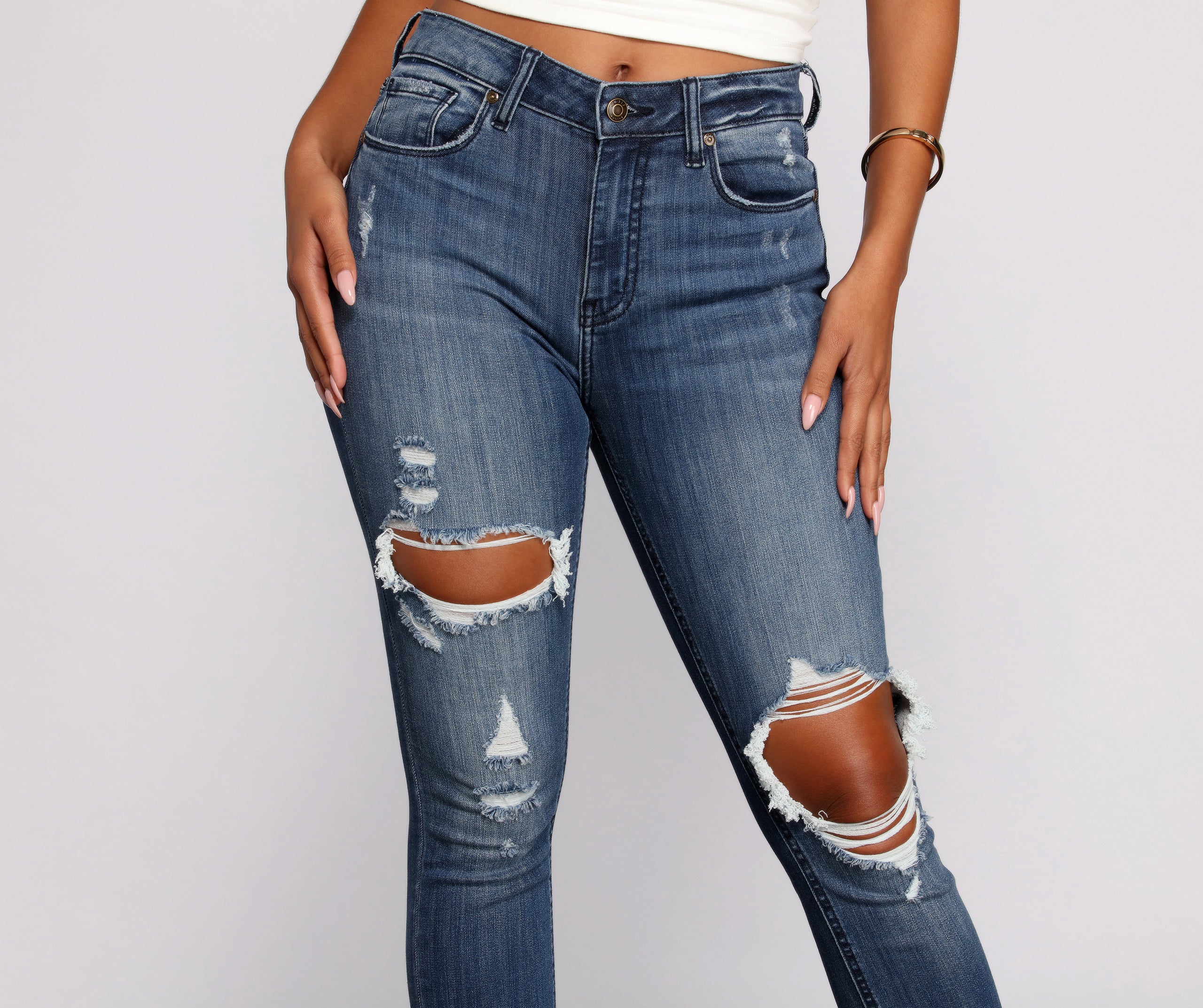 Clara High Rise Destructed Skinny Jeans