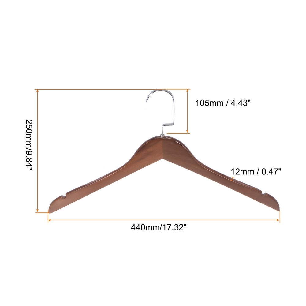 2pcs Retro Wooden Clothes Hangers with Stainless Steel Hook