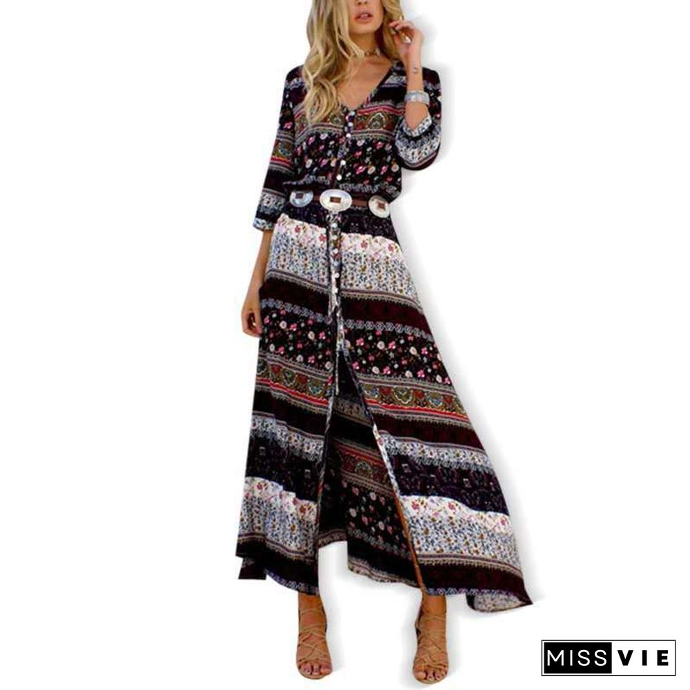 Bohemian Print Dress Women's Beach Skirt