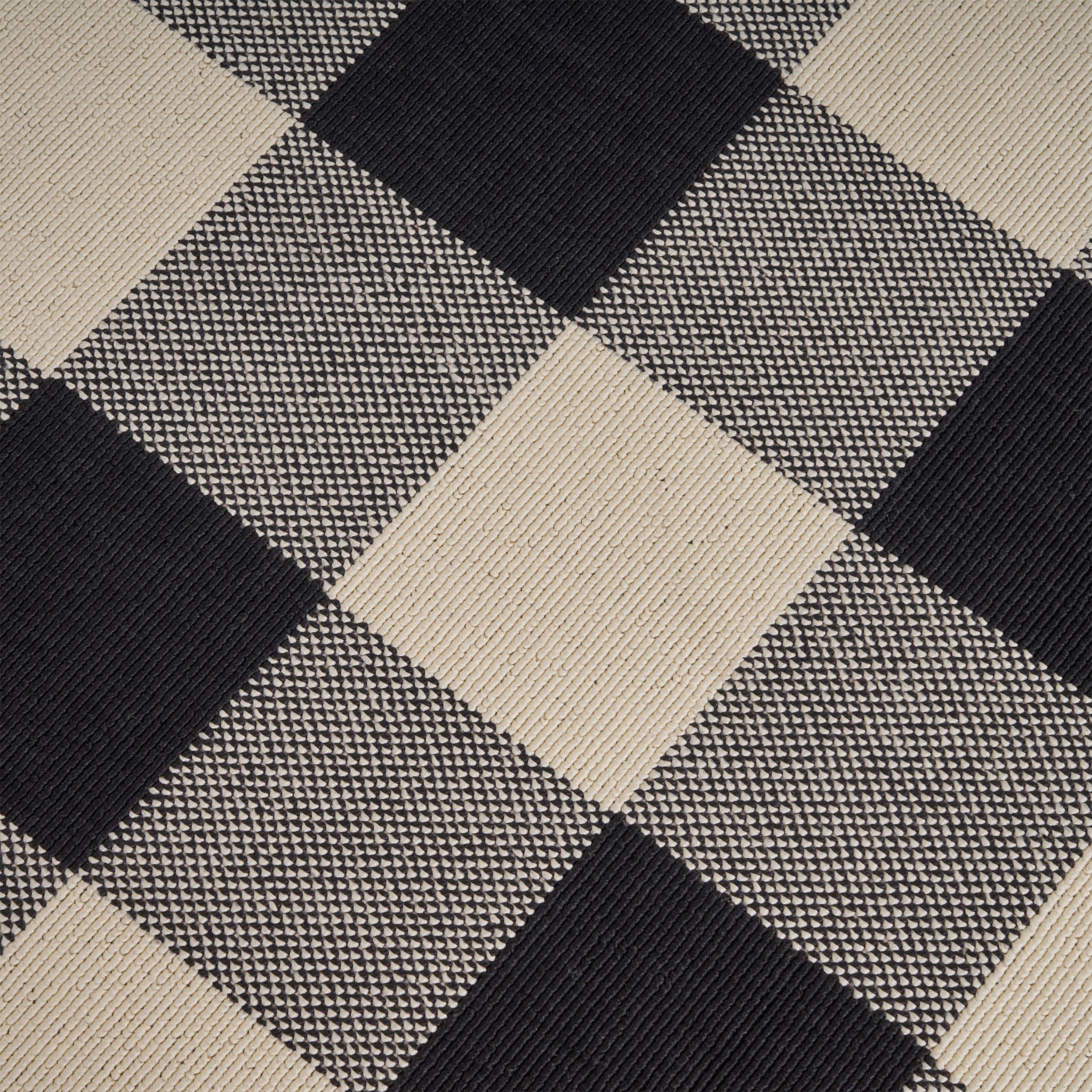 Jessica Outdoor Check Area Rug, Black and Ivory