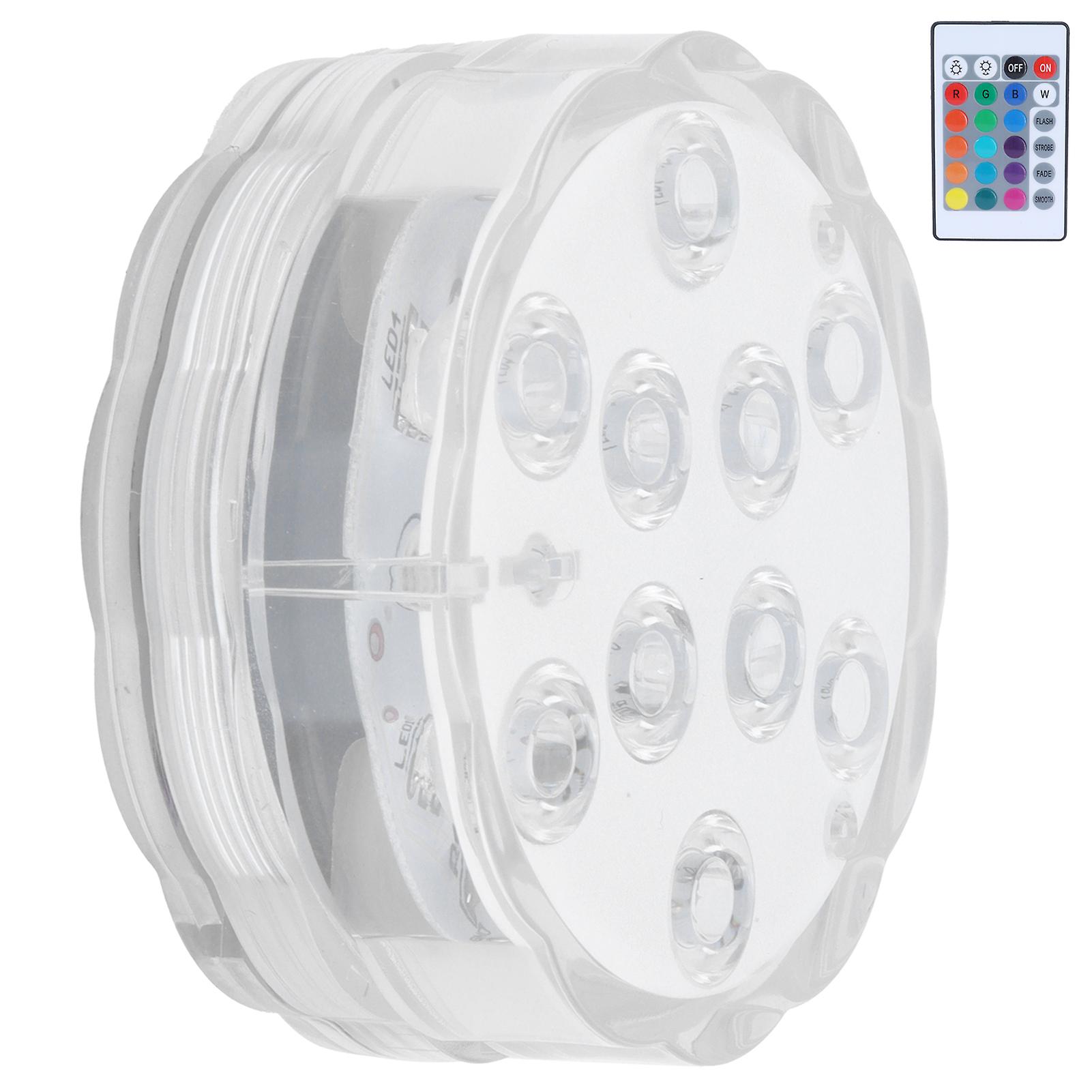 7cm/2.8in 16?Color LED Pool Light RGB Underwater Lamp with 24?Key Remote Control 10 Lamp Beads