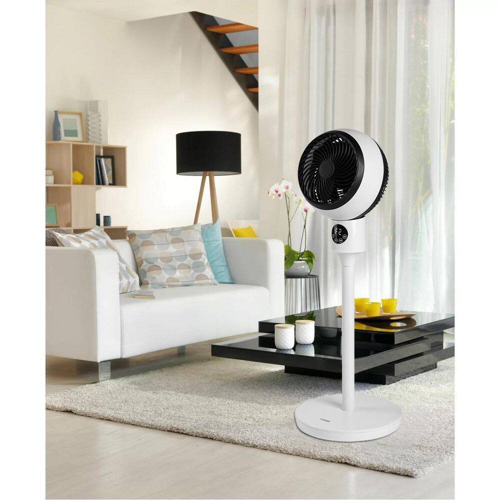 7 in. 3 fan speeds Circulating Pedestal Fan in White with Ocillation 70 and LED Display Mile-LKD0-TBZG