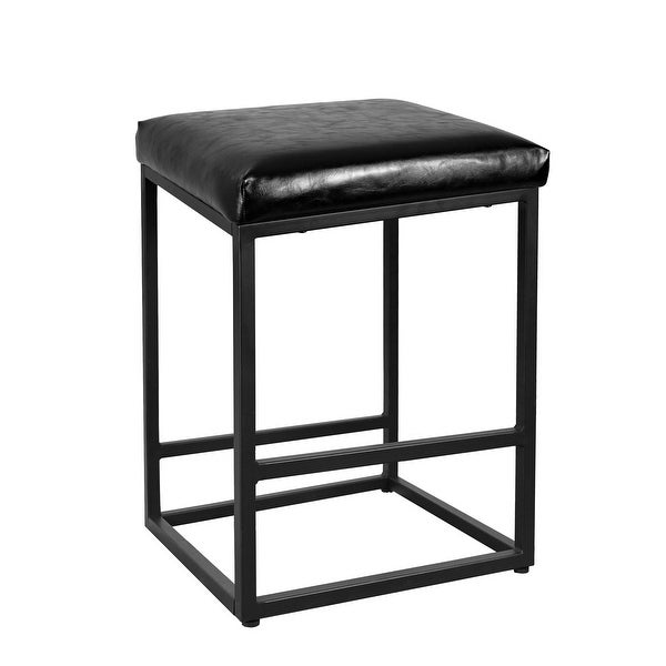 Black 24 Inch Counter and Bar Stool With Footrest Set of 2