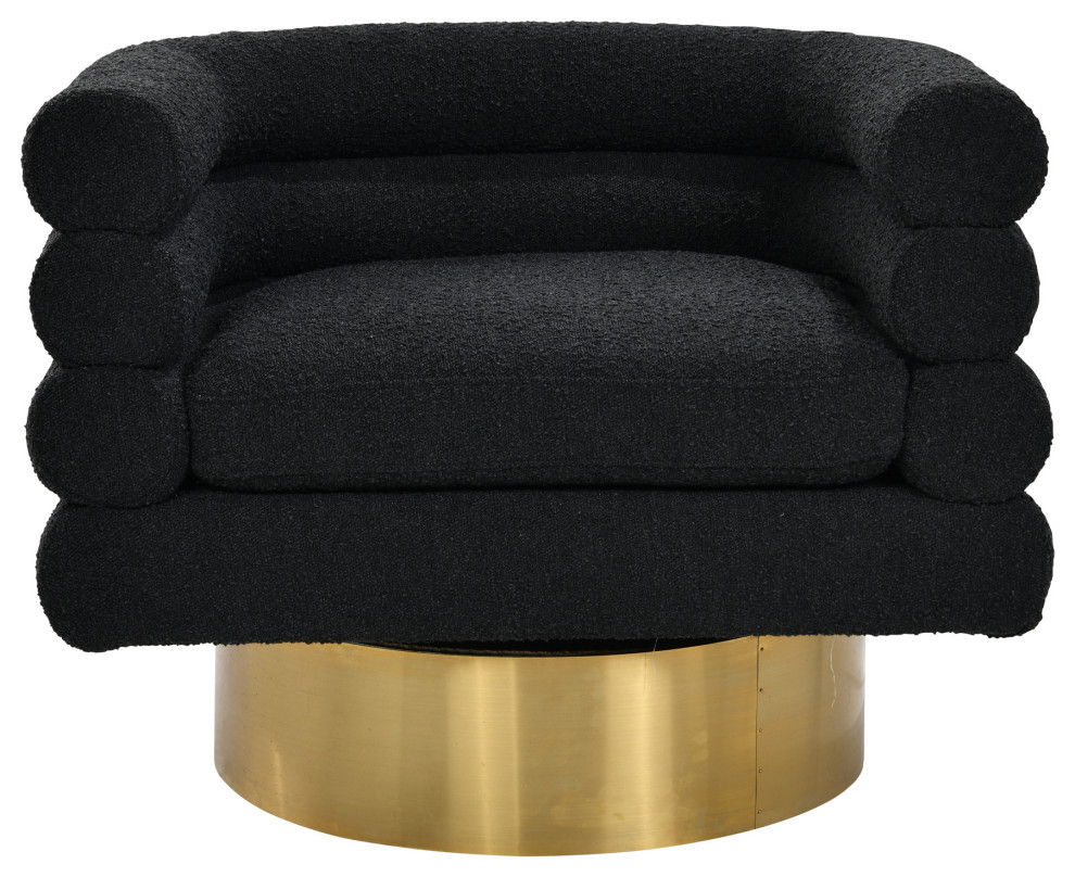 Dexter Boucle Fabric Swivel Accent Chair  Gold Base   Contemporary   Armchairs And Accent Chairs   by Best Master Furniture  Houzz