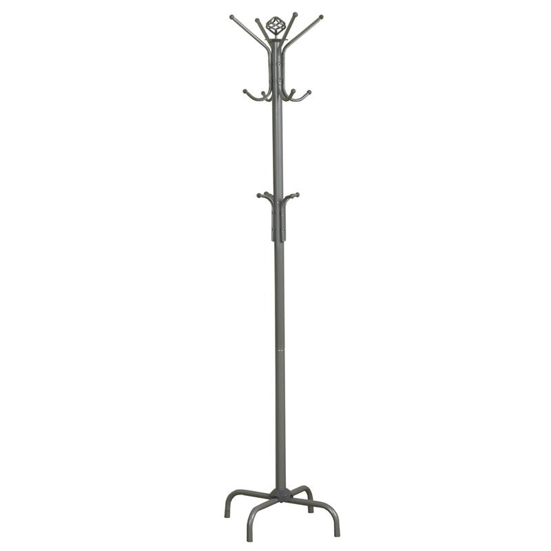 Pemberly Row Contemporary Metal Coat Rack in Silver