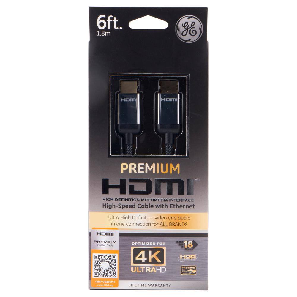 GE 6 ft. Ultra HD Premium HDMI High-Speed Cable with Ethernet 33512