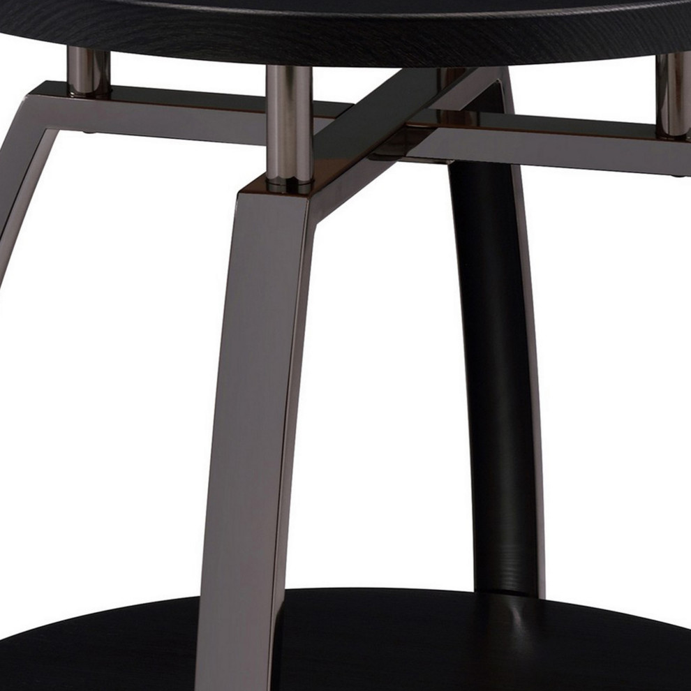 Dyn 23 quotRound End Table  Open Shelf  Grayish Black Top  Gray Metal Legs   Side Tables And End Tables   by VirVentures  Houzz