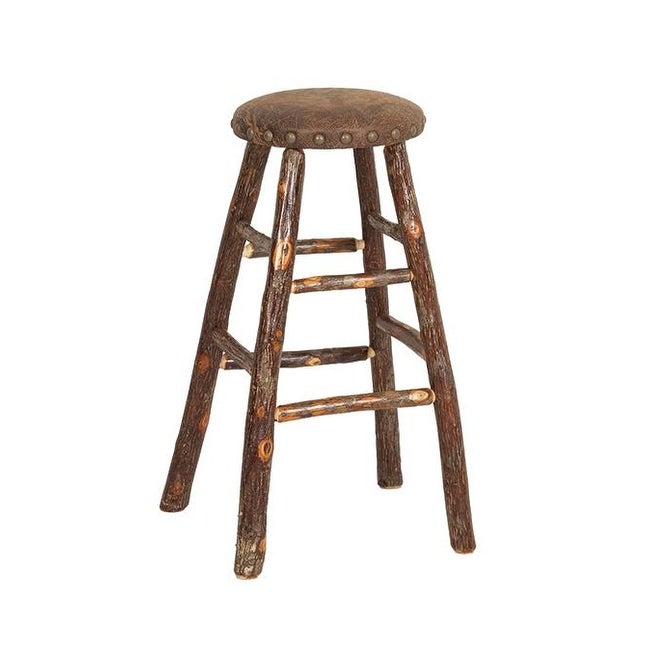 Hickory Log Upholstered Kitchen Stool