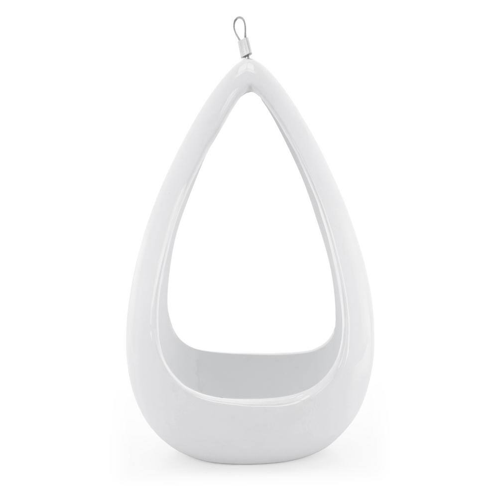 Arcadia Garden Products Cone 8-12 in. x 5-14 in. Gloss White Ceramic Hanging Planter AP05W