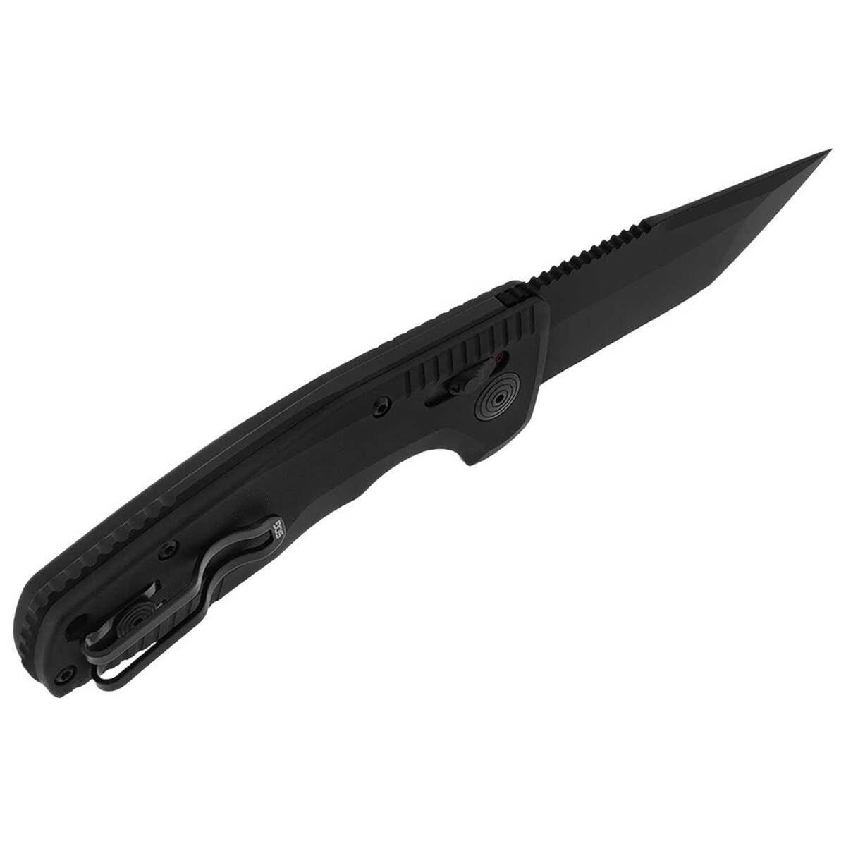 SOGTAC AU Compact 2.94 inch Tanto Serrated Edge Automatic Knife  Black