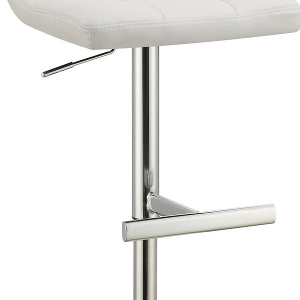 Square Pattern Adjustable Height Swivel Bar Stool， Set of 2 - Chrome - 42.5 H x 18.5 W x 19 L Inches