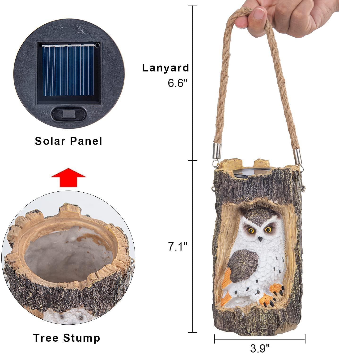 Outdoor Solar Garden Lights， Asablve Solar Owl Light， Garden Decorations LED Light， Owl Hanging Lanterns Waterproof for Outdoor Decorative Owl in The Tree for Owl Lovers (Brown)