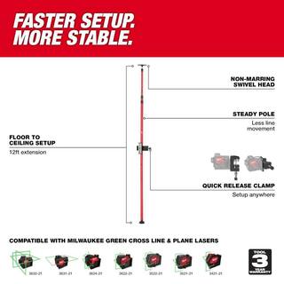 MW 12 ft. Telescoping Laser Level Pole 48-35-1511