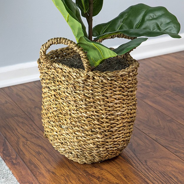 X 18 quot Artificial Fiddle Leaf Fig Plant In Basket Lcg Florals