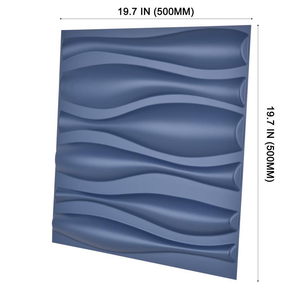 Art3d 19.7 in. x 19.7 in. 3D PVC Decorative Wall Panels Wave Navy Blue (12-Pack) A10002BL