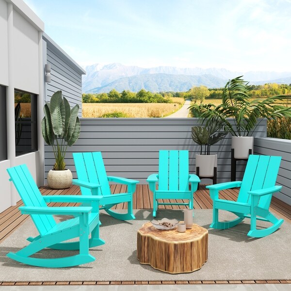 Polytrends Shoreside Modern EcoFriendly All Weather Poly Adirondack Rocking Chairs (Set of 4)