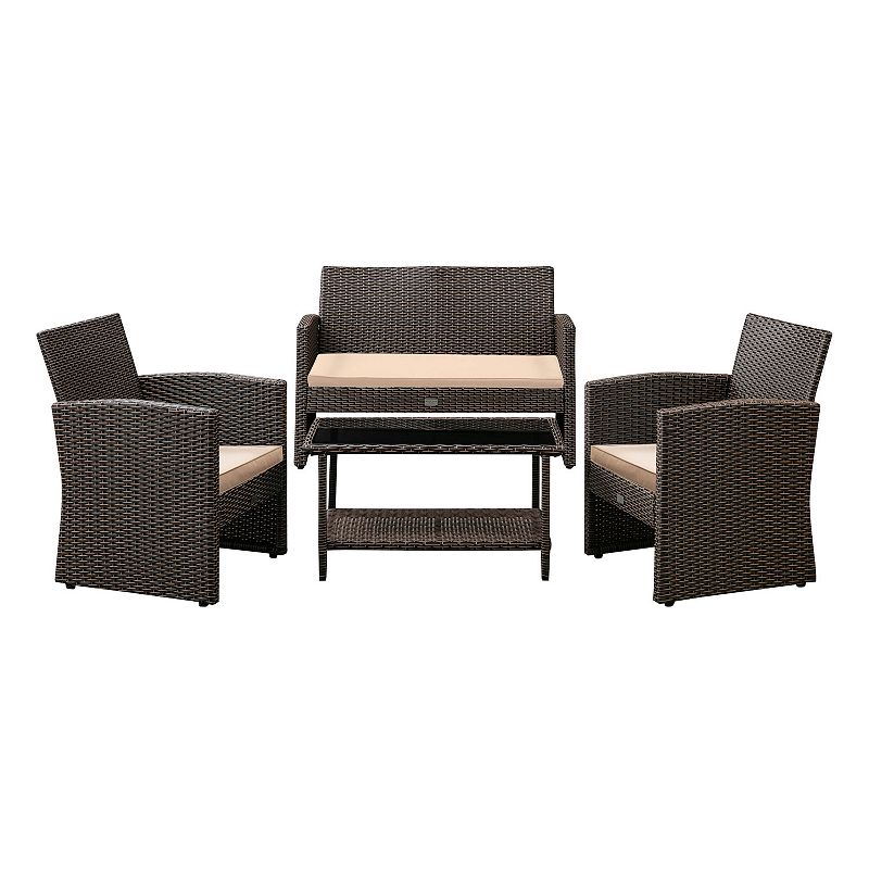 Belkene Home Ashville Wicker Patio 4-piece Set