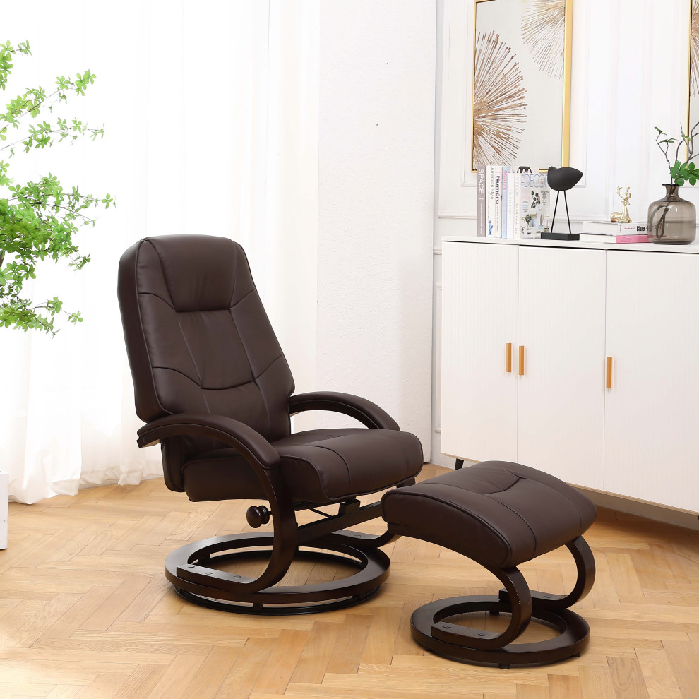 Sundsvall Recliner and Ottoman in Brown Air Leather   Contemporary   Recliner Chairs   by Progressive Furniture  Houzz