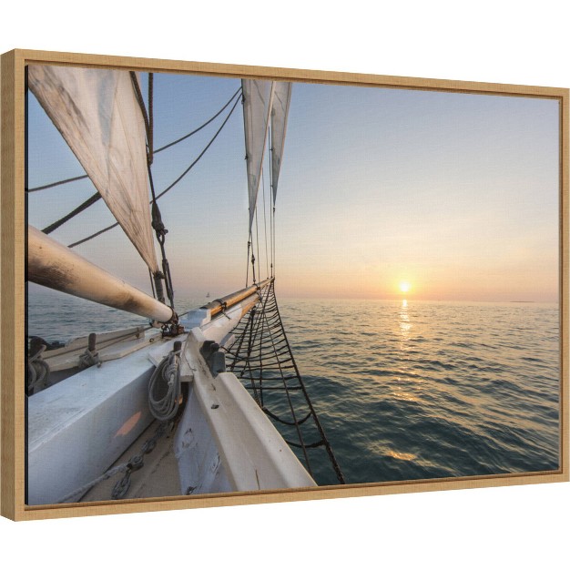 X 16 quot Sunset Cruise On The Western Union Schooner By Chuck Haney Danita Delimont Framed Canvas Wall Art Amanti Art