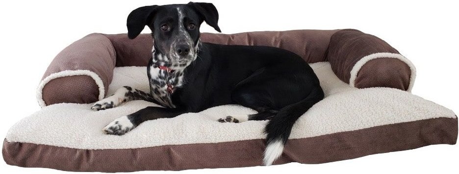 Dog Bed King USA Sherpa and Suede Orthopedic Sofa Dog and Cat Bed