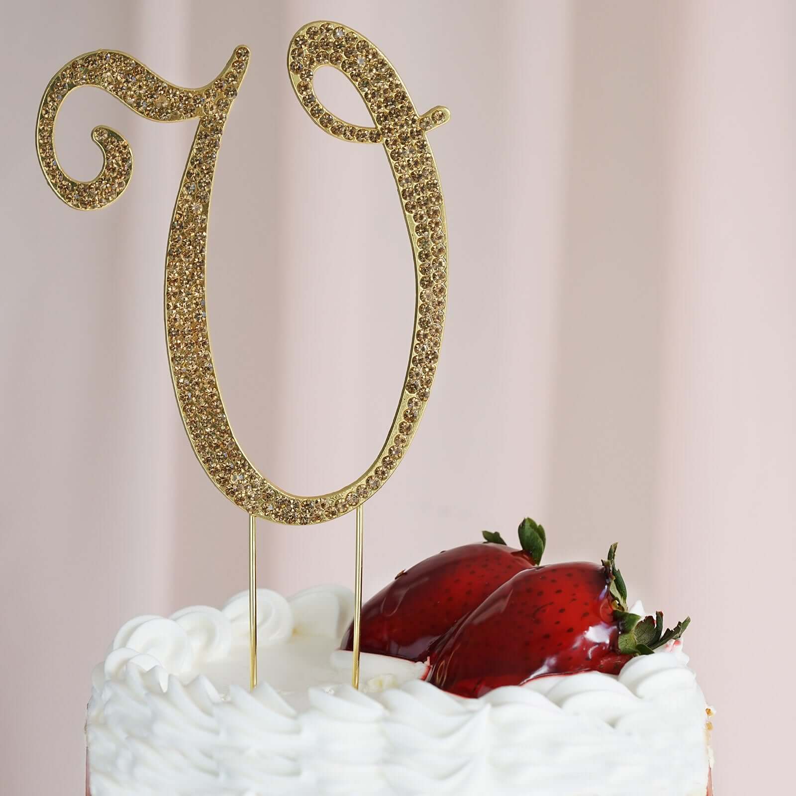 Gold Rhinestone Monogram Letter and Number Cake Toppers 4.5