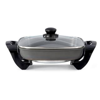 KENMORE 144 sq. in. Black and Gray Non-Stick Electric Skillet with Tempered Glass Lid KKSK12Grey