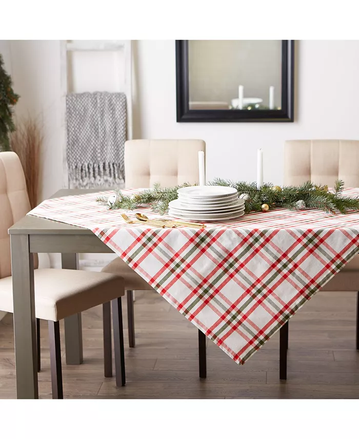 Design Imports Kitchen and Table Top Jolly Tree Collection Tablecloth Nutcracker Plaid 60 x 120