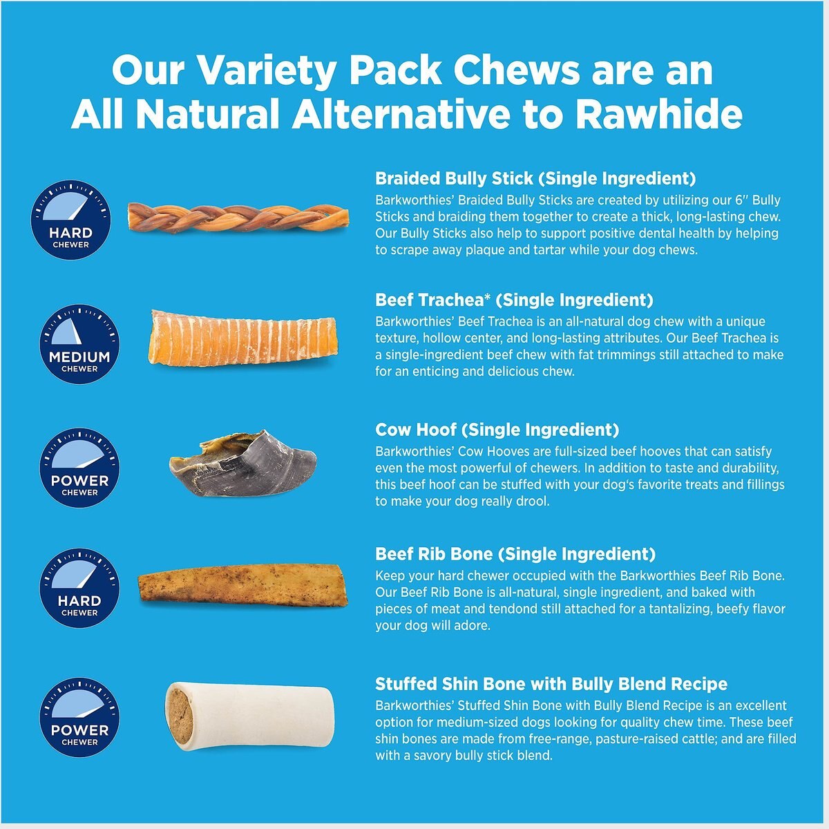 Barkworthies Medium Breed Variety Pack Natural Dog Chews