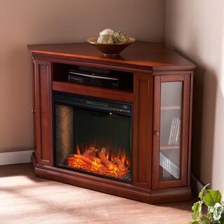 Southern Enterprises Denton Alexa Enabled 48 in. Electric Smart Fireplace in Brown Mahogany HD014364