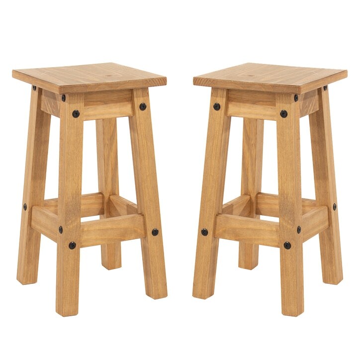 Wood Set of 2 Kitchen Stools Corona Collection  Furniture Dash