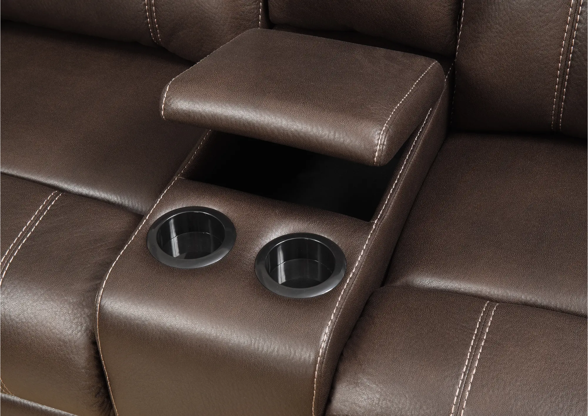 Domino Brown Reclining Loveseat with Console