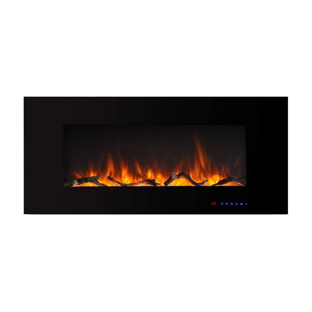 Boyel Living Black 42 in. 400 Sq. Ft. Wall Mounted Electric Fireplace with Remote Control and Multi-Color Flame VL-WM42