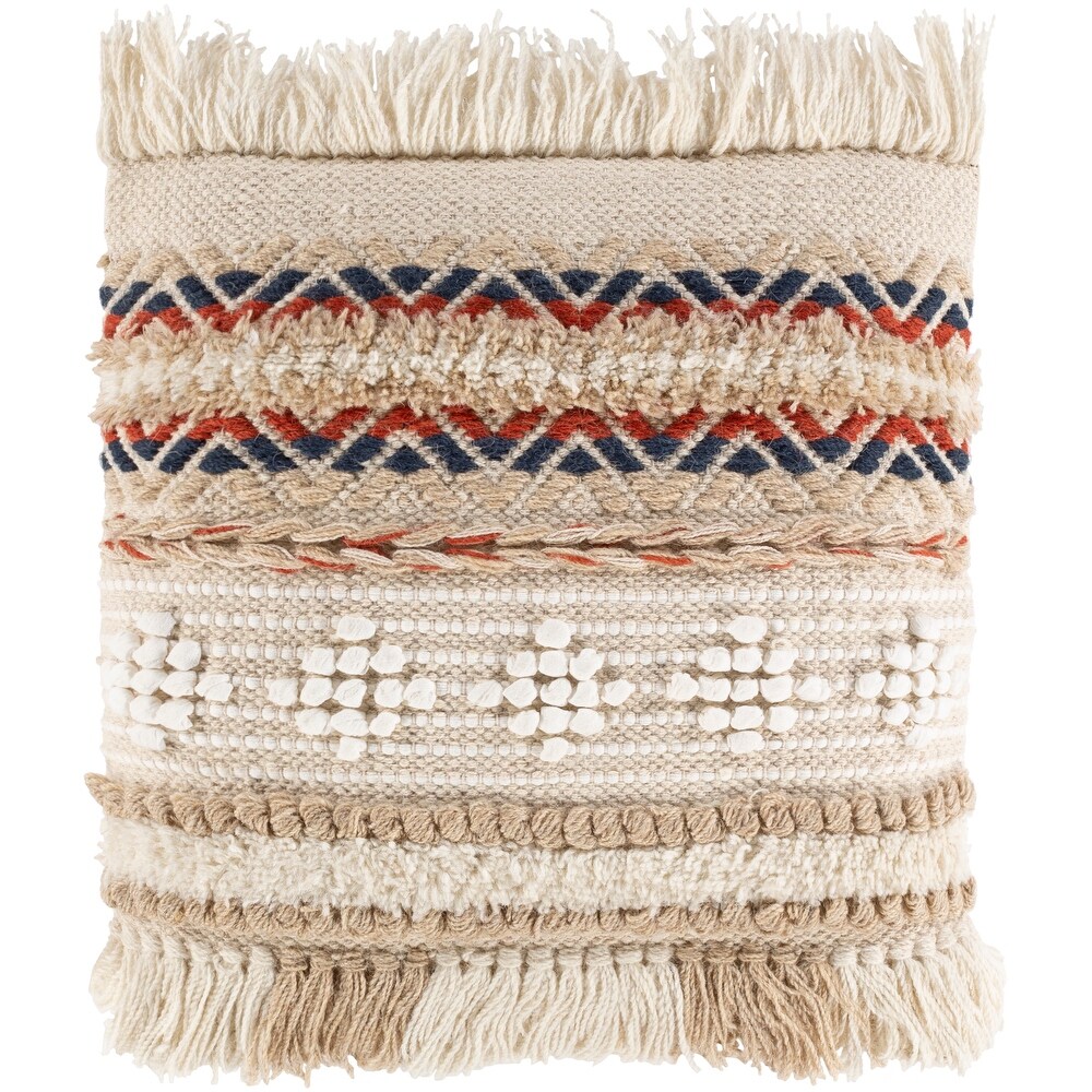 Fabia Handwoven Boho Textured Wool Throw Pillow