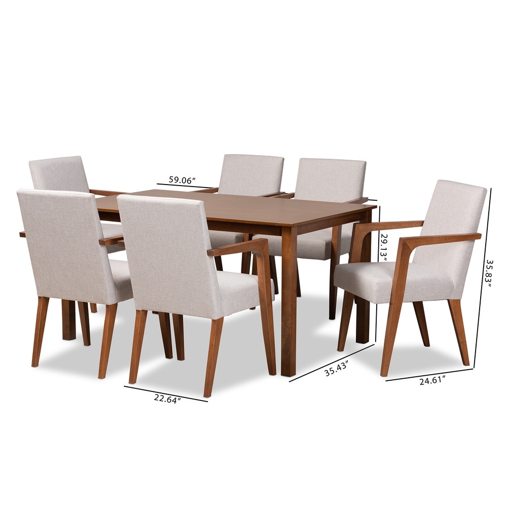 Glenda Mid Century Modern 7 Piece Dining Set