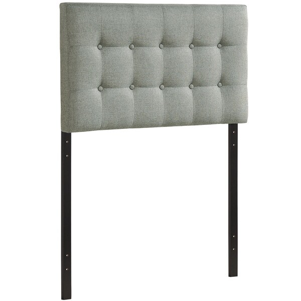 Emily Grey Button-tufted Fabric Twin-size Headboard - - 9278365