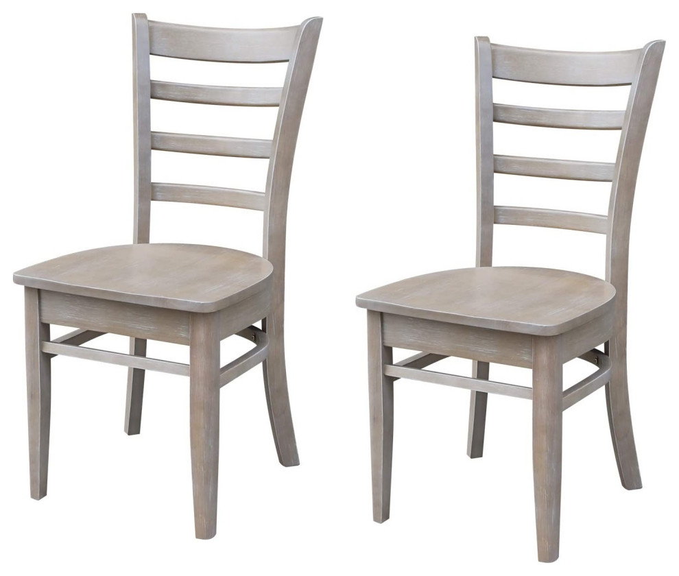 Set of 2 Armless Dining Chair  Wooden Construction With Ladder Back   Transitional   Dining Chairs   by Declusia  Houzz