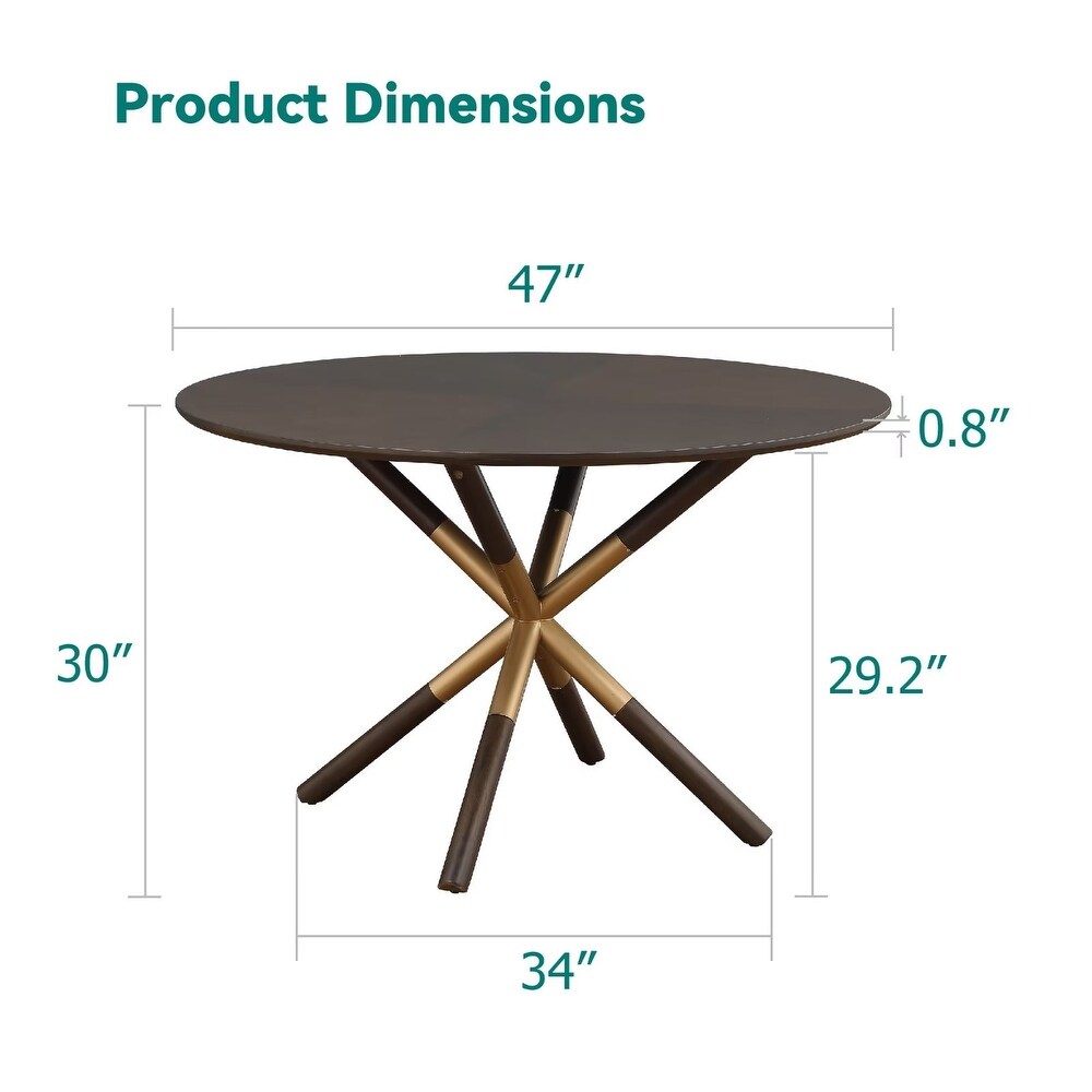 Morden Fort Mid Century Round Dining Table Modern Circle Sturdy Kitchen Table with Walnut Top