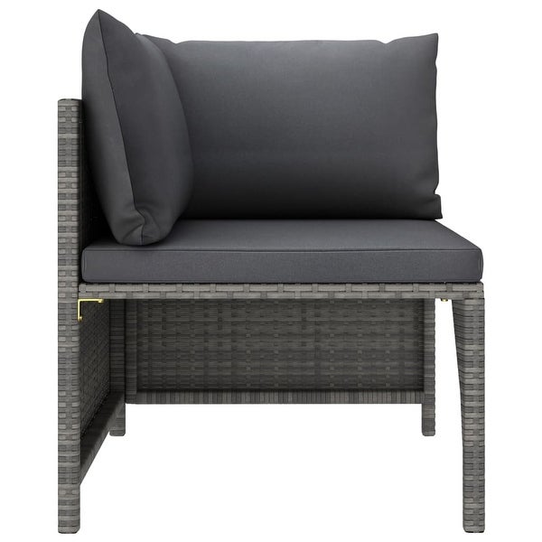 10 Piece Patio Lounge Set with Cushions Poly Rattan Gray