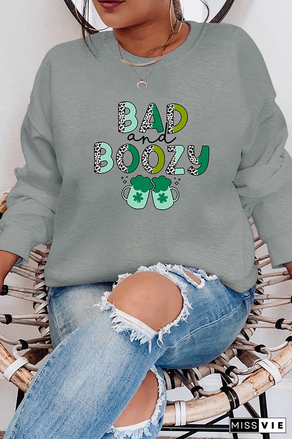 Bad and Boozy - St Patricks Day Sweatshirt Wholesale